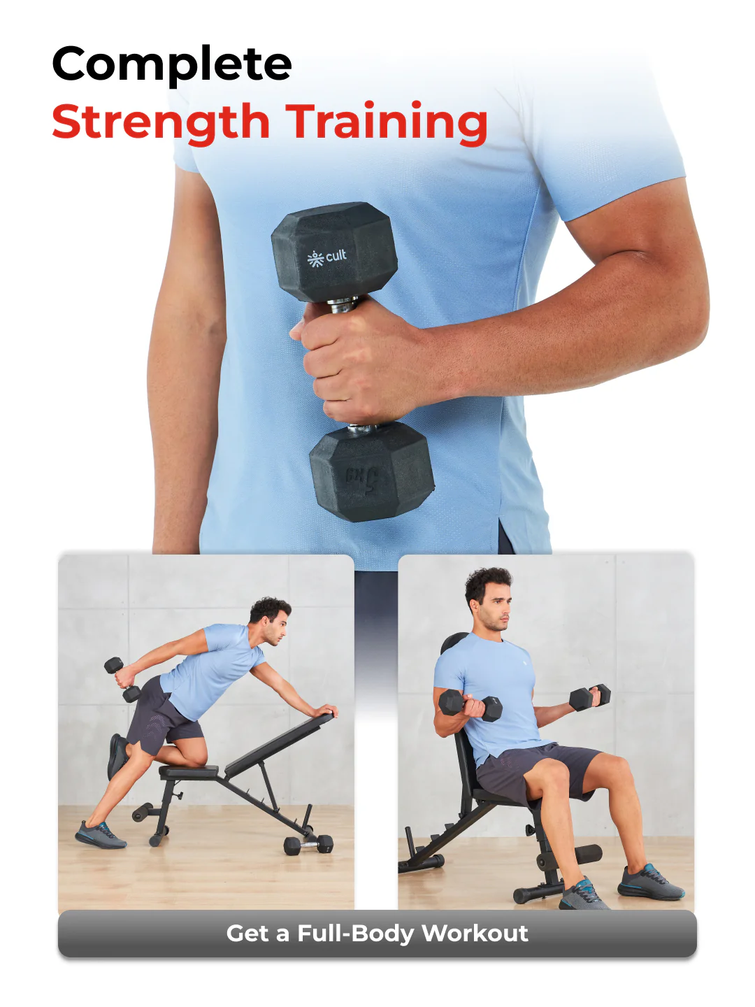 Cult 5Kg Hex Dumbbells For Home & Gym Exercises, Set of 2, (Black) - Image 6