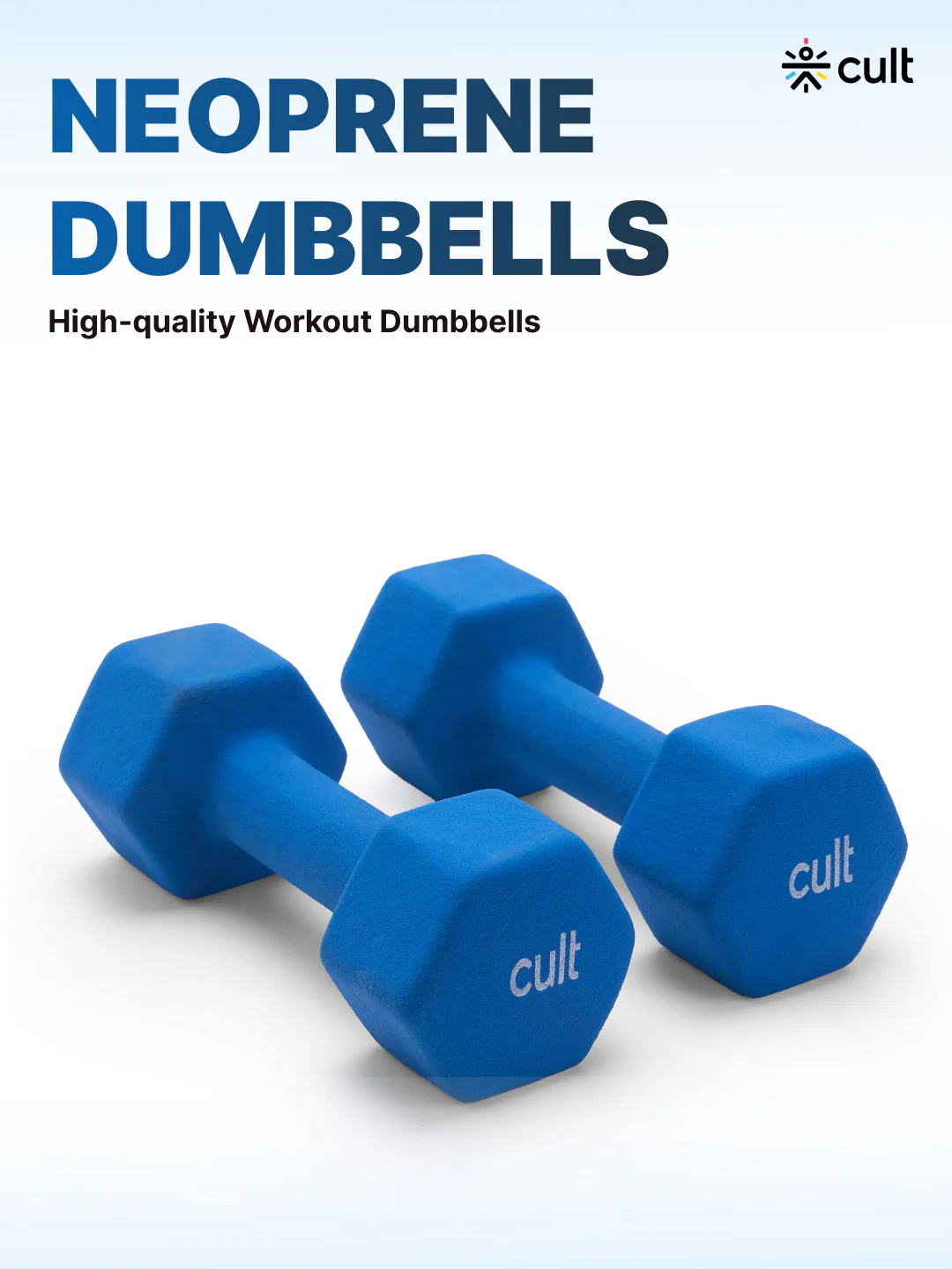Cult 5KGx2 Neoprene Dumbbells For Home & Gym Exercises (Blue) - Image 7