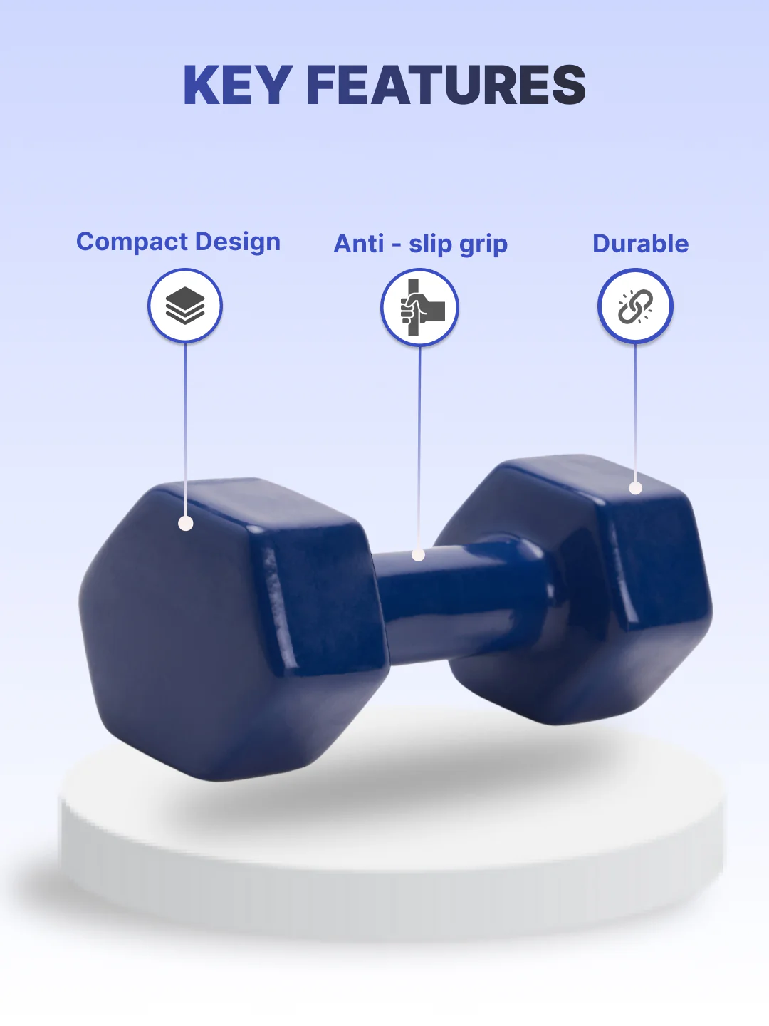 Cult 5KGx2 Vinyl Dumbbells For Home & Gym Exercises (Blue) - Image 5