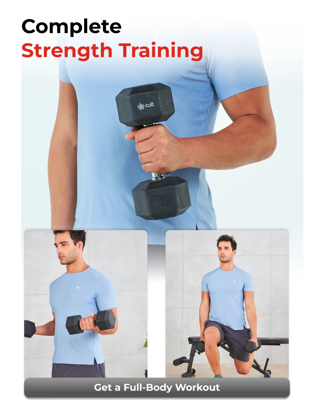 Cult 7.5Kg Hex Dumbbells For Home & Gym Exercises, Set of 2, (Black) - Image 5