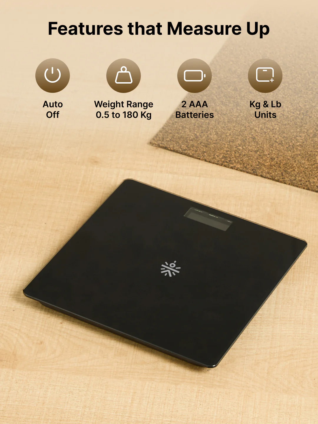 Cult Active body Weighing scale, LCD display, Weight Machine, 180 Kg, Batteries included, Tempered Glass Platform, Ideal for Home Use, Black - Image 2