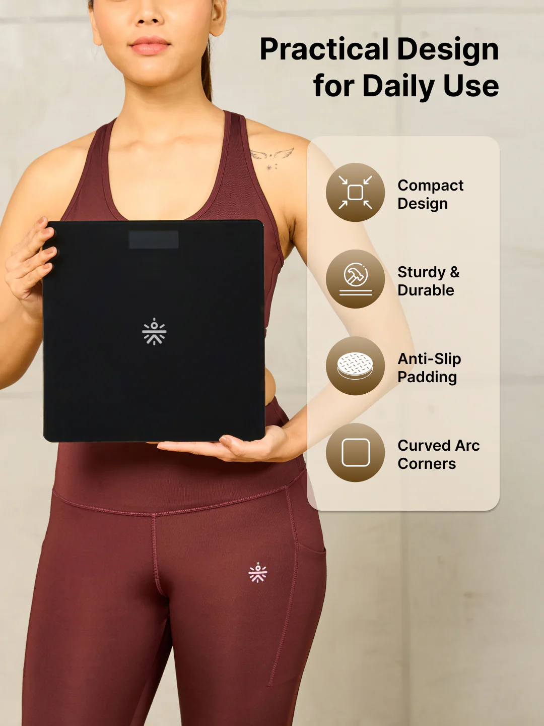 Cult Active body Weighing scale, LCD display, Weight Machine, 180 Kg, Batteries included, Tempered Glass Platform, Ideal for Home Use, Black - Image 3