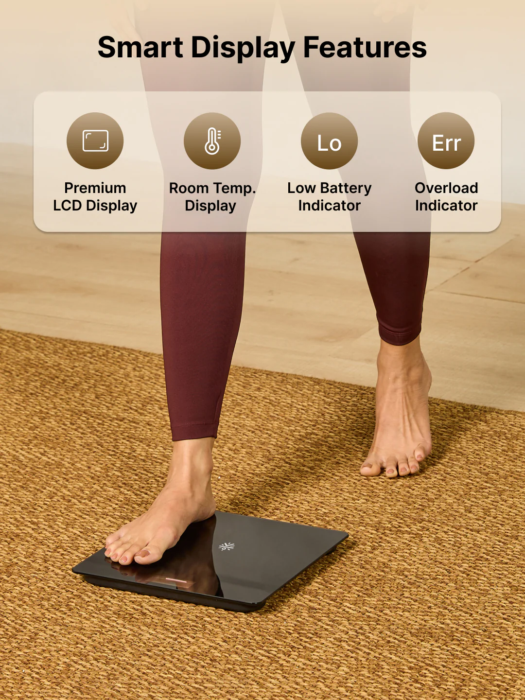 Cult Active body Weighing scale, LCD display, Weight Machine, 180 Kg, Batteries included, Tempered Glass Platform, Ideal for Home Use, Black - Image 5