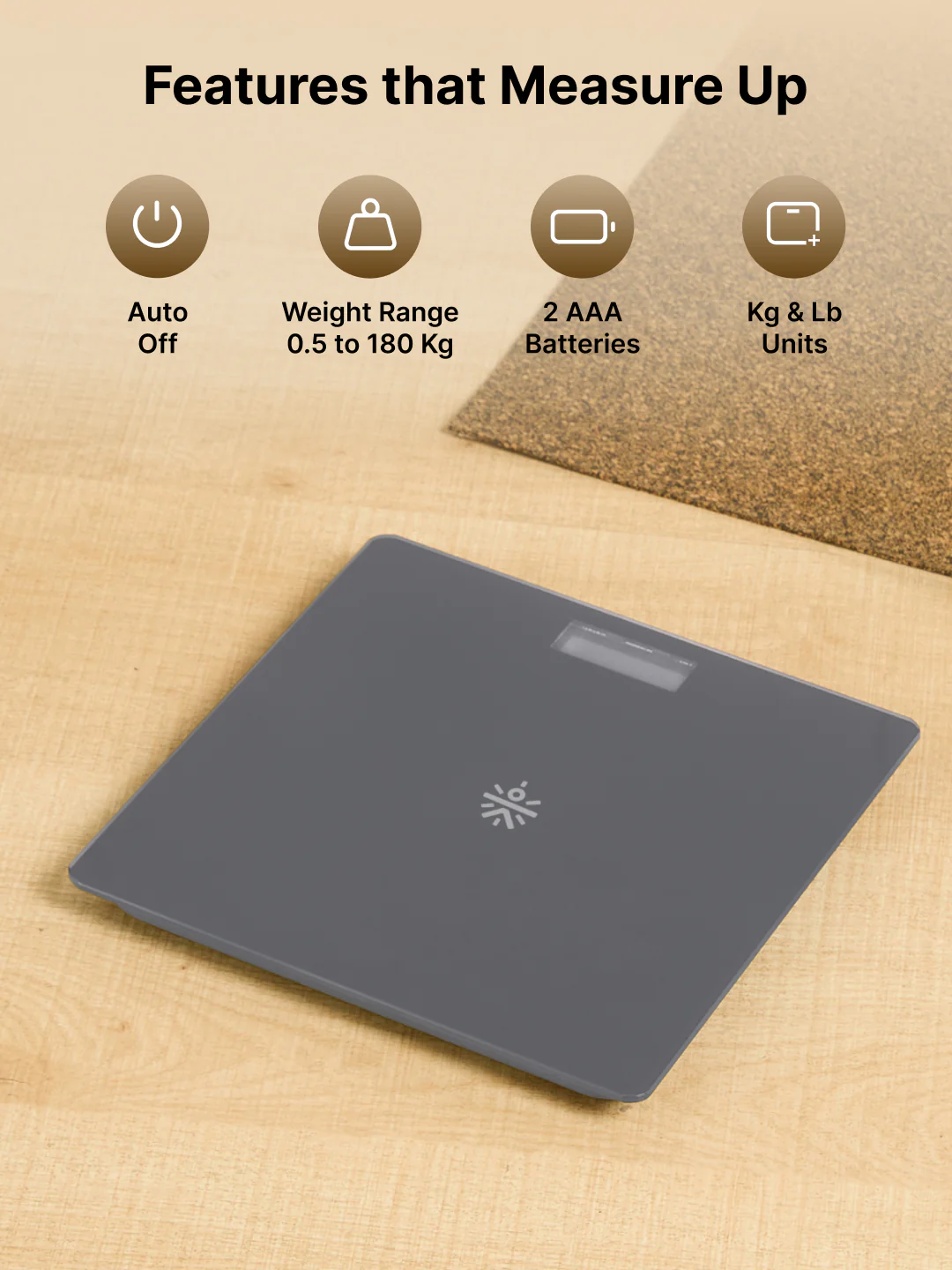 Cult Active body Weighing scale, LCD display, Weight Machine, 180 Kg, Batteries included, Tempered Glass Platform, Ideal for Home Use, Grey - Image 2