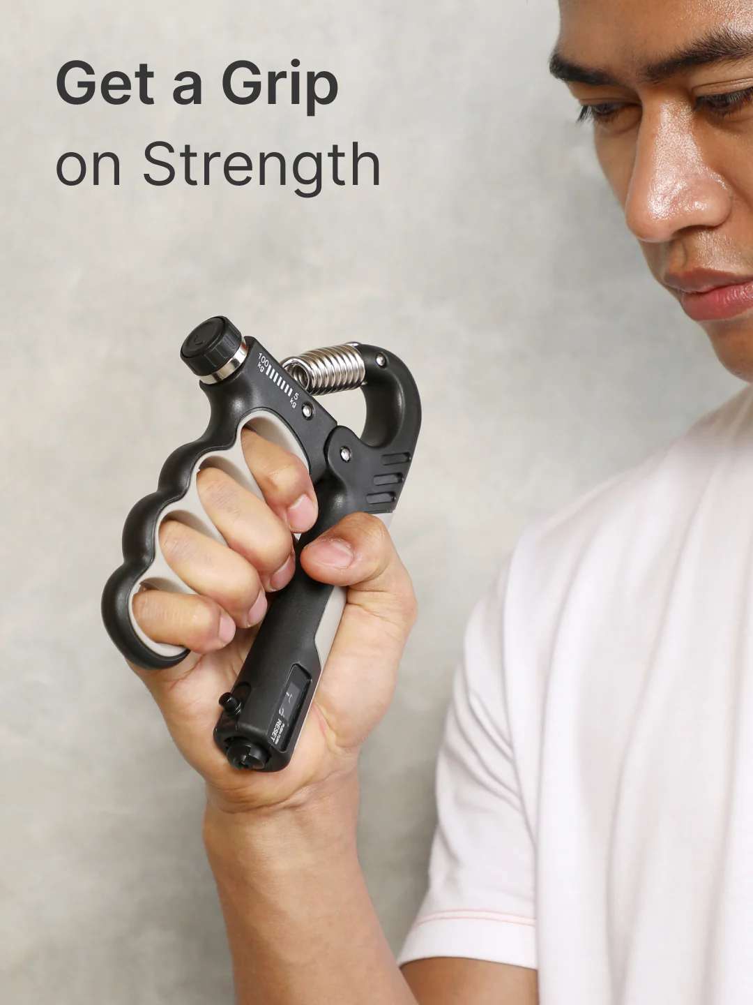 cult Adjustable Hand Gripper upto 100 kg Resistance with Counter Unisex Grey - Image 2