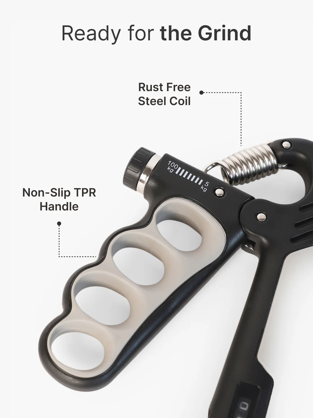 cult Adjustable Hand Gripper upto 100 kg Resistance with Counter Unisex Grey - Image 4