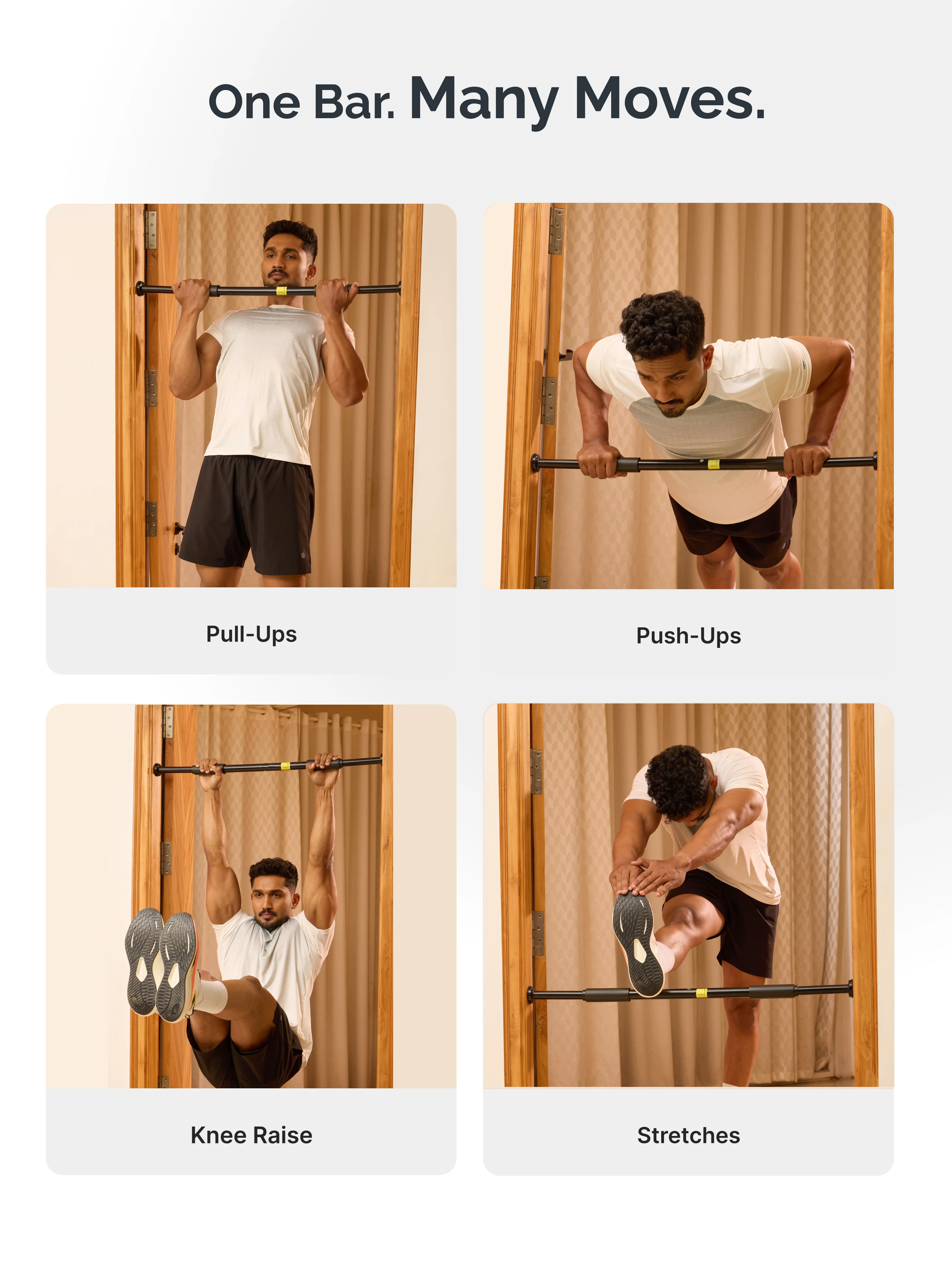 Cult Adjustable Pull-Up Bar for Doorway | Heavy-Duty Steel | Multi-Grip Home Gym Bar for Pull Ups, Chin Ups & Core Workout | Size - 60-100 cm - Image 7