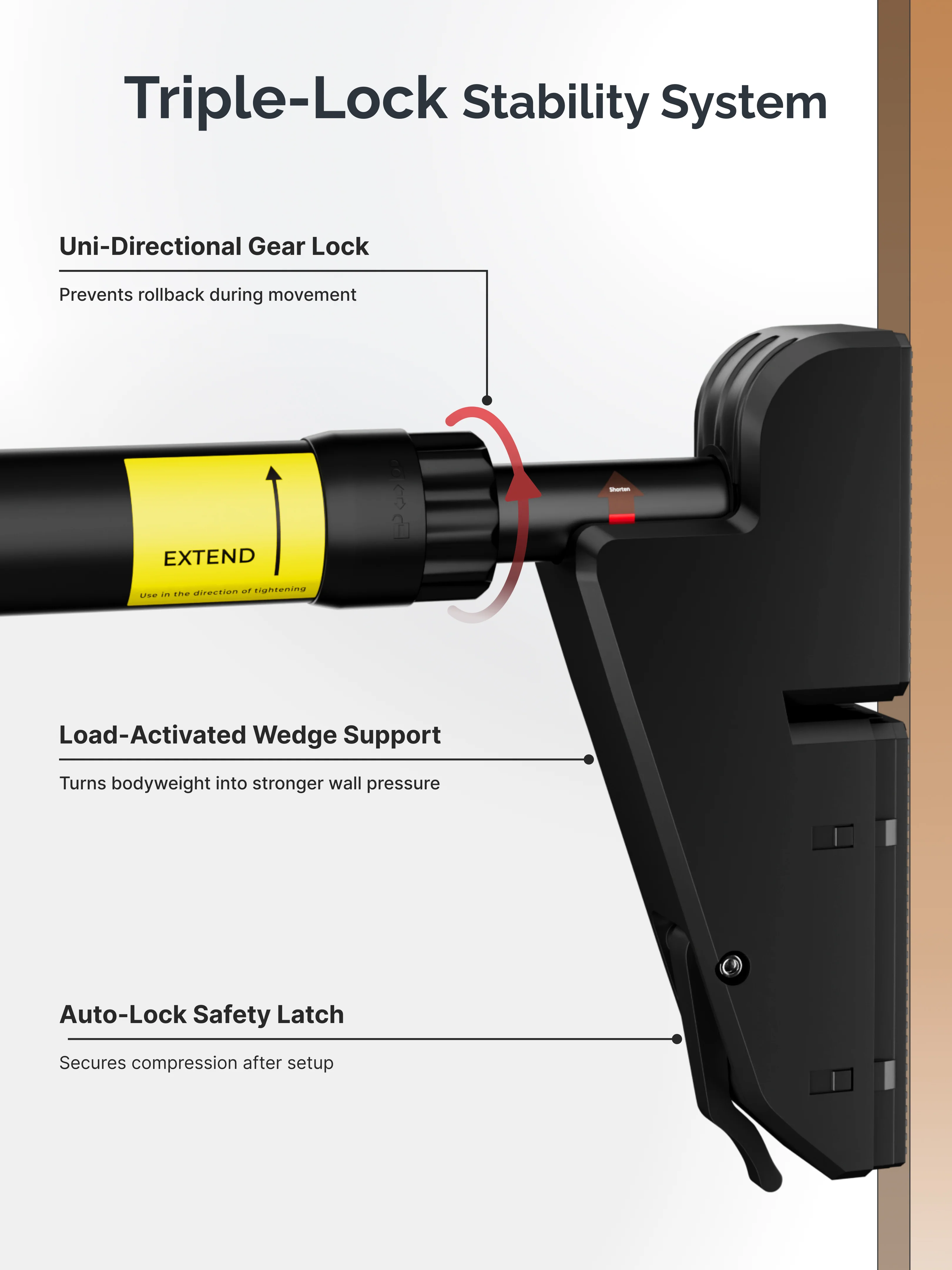 Cult Adjustable Pull-Up Bar for Doorway | Heavy-Duty Steel | Multi-Grip Home Gym Bar for Pull Ups, Chin Ups & Core Workout | Size - 76-110cm - Image 4