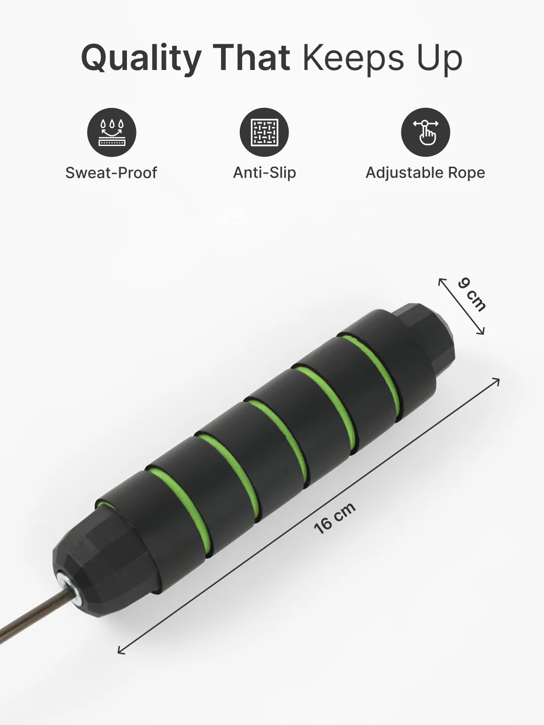 cult Adjustable Skipping Rope with weights Unisex Green - Image 3