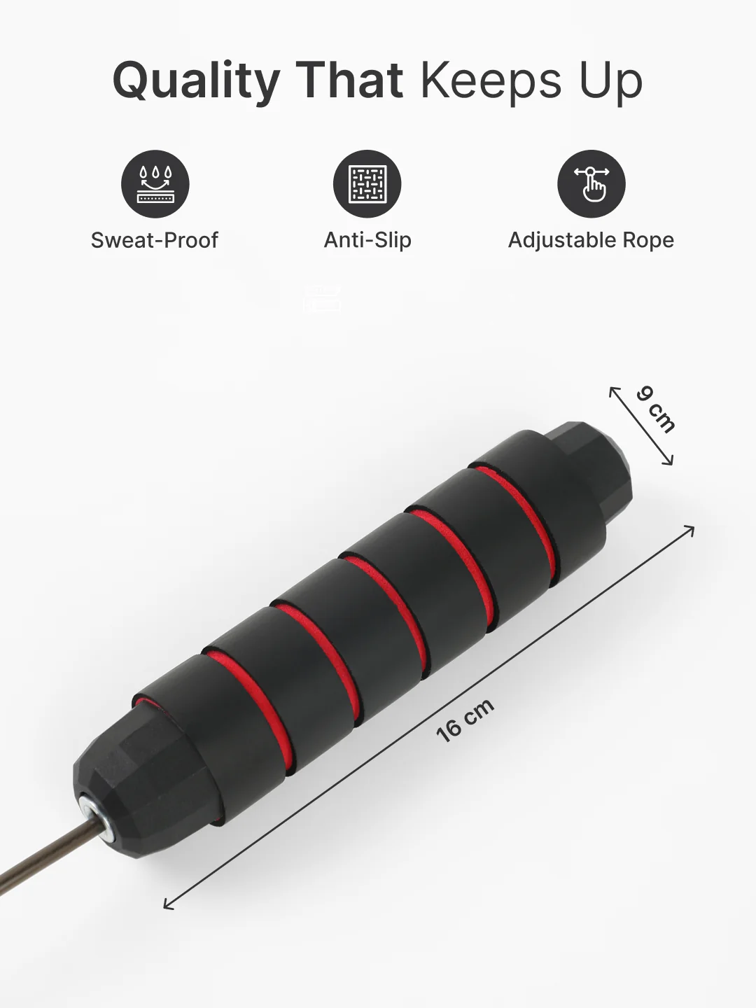 cult Adjustable Skipping Rope with weights Unisex Red - Image 3