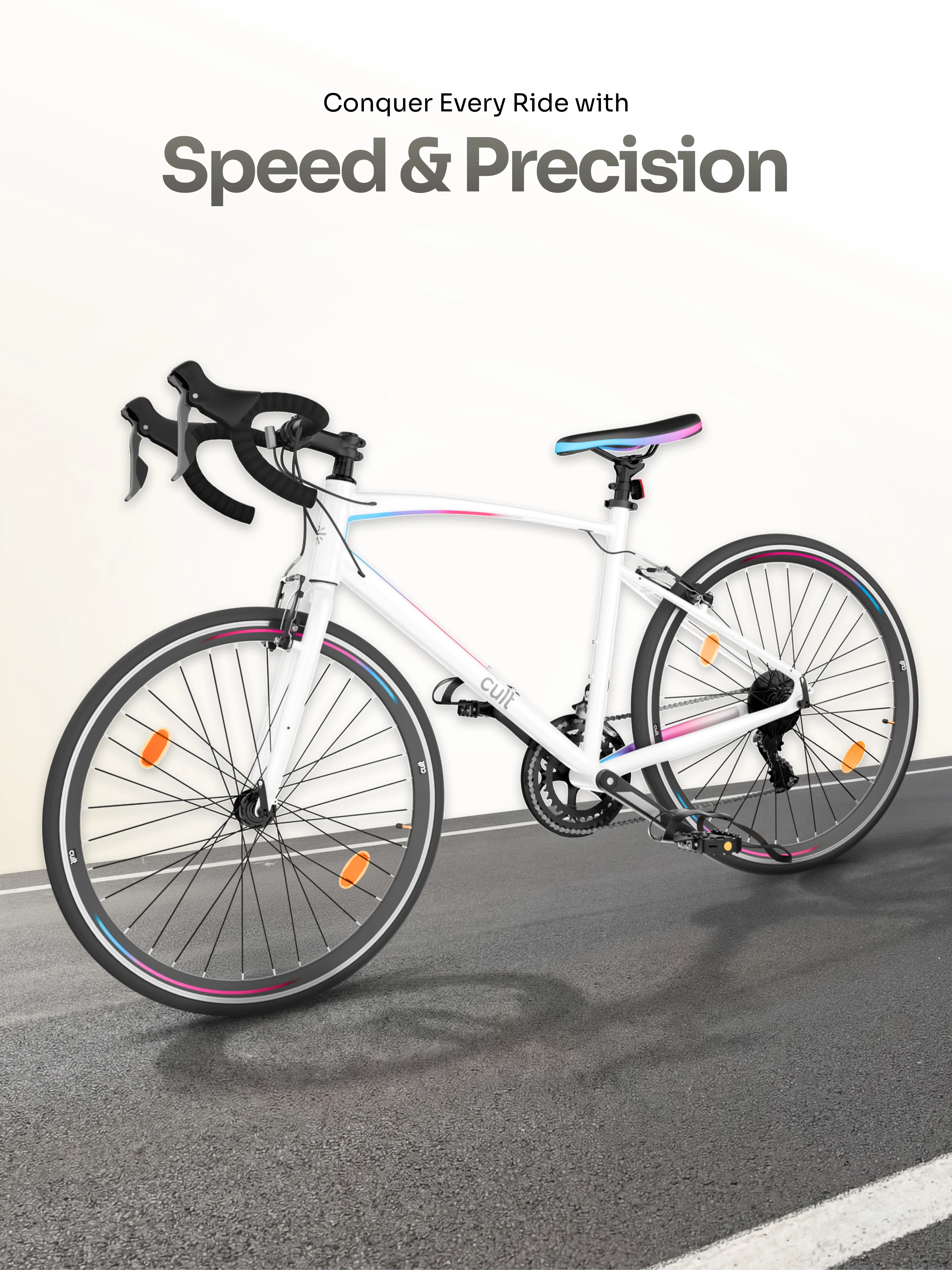 Cult Aero 700C 16 Speed Alloy Road Bike – White - Image 2
