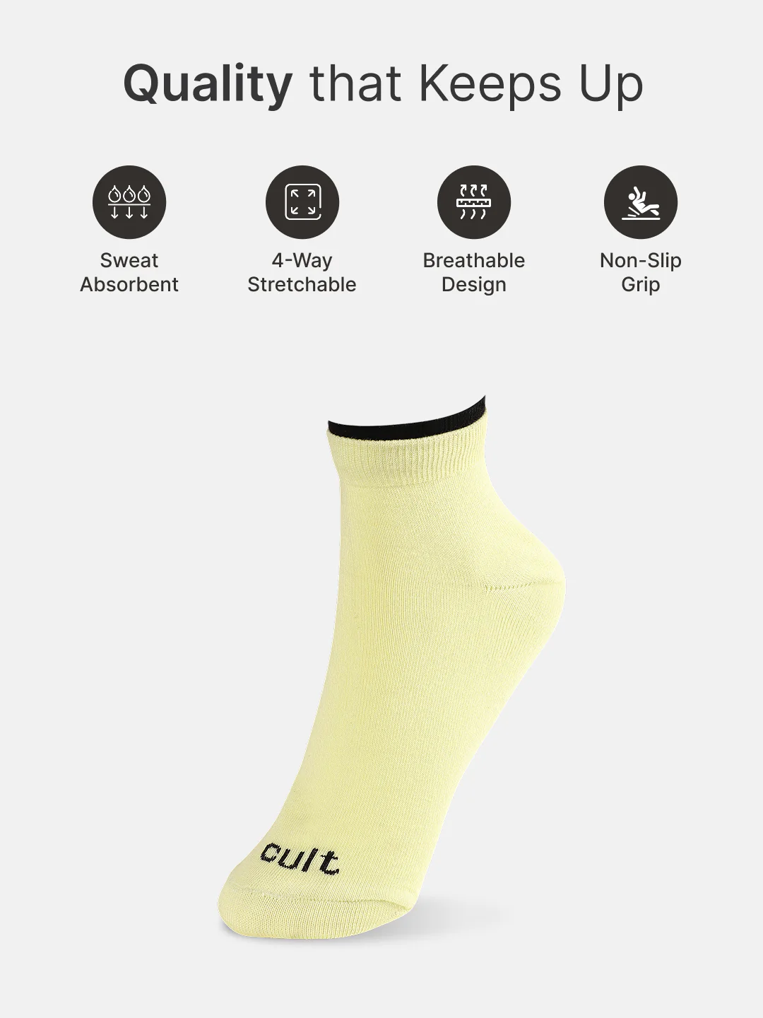 Casual Ankle Length Pack of 3 White,Yellow & Powder Blue Solid Men's Cotton Socks - Image 3
