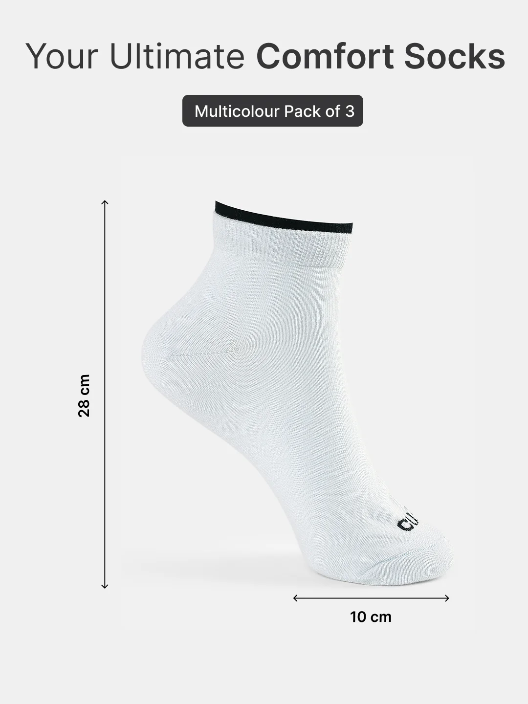 Casual Ankle Length Pack of 3 White,Yellow & Powder Blue Solid Men's Cotton Socks - Image 6