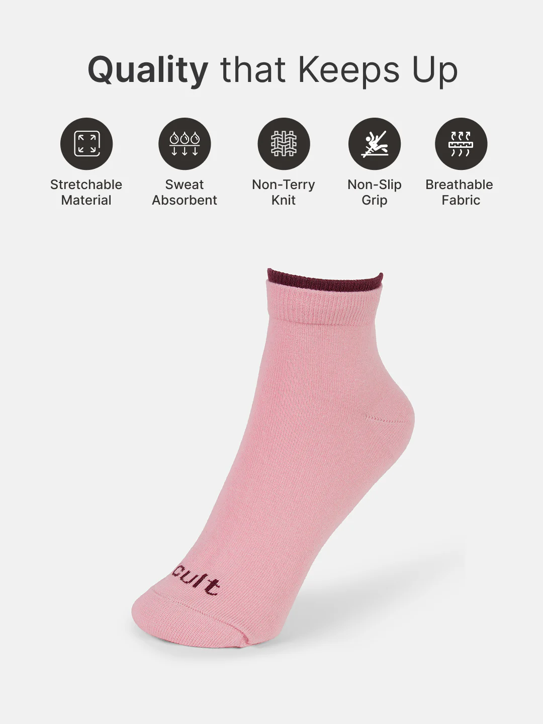 Casual Ankle Length Solid Pack of 3 Smoky Blush,Lime & Pink Socks Women - Image 3