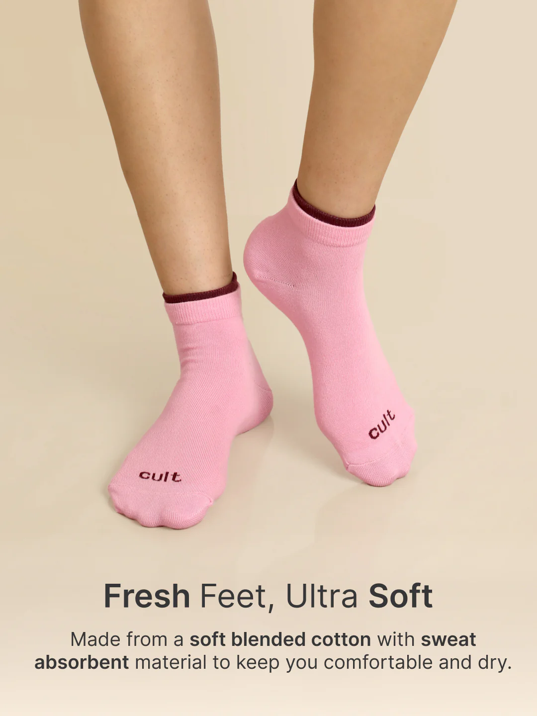 Casual Ankle Length Solid Pack of 3 Smoky Blush,Lime & Pink Socks Women - Image 4