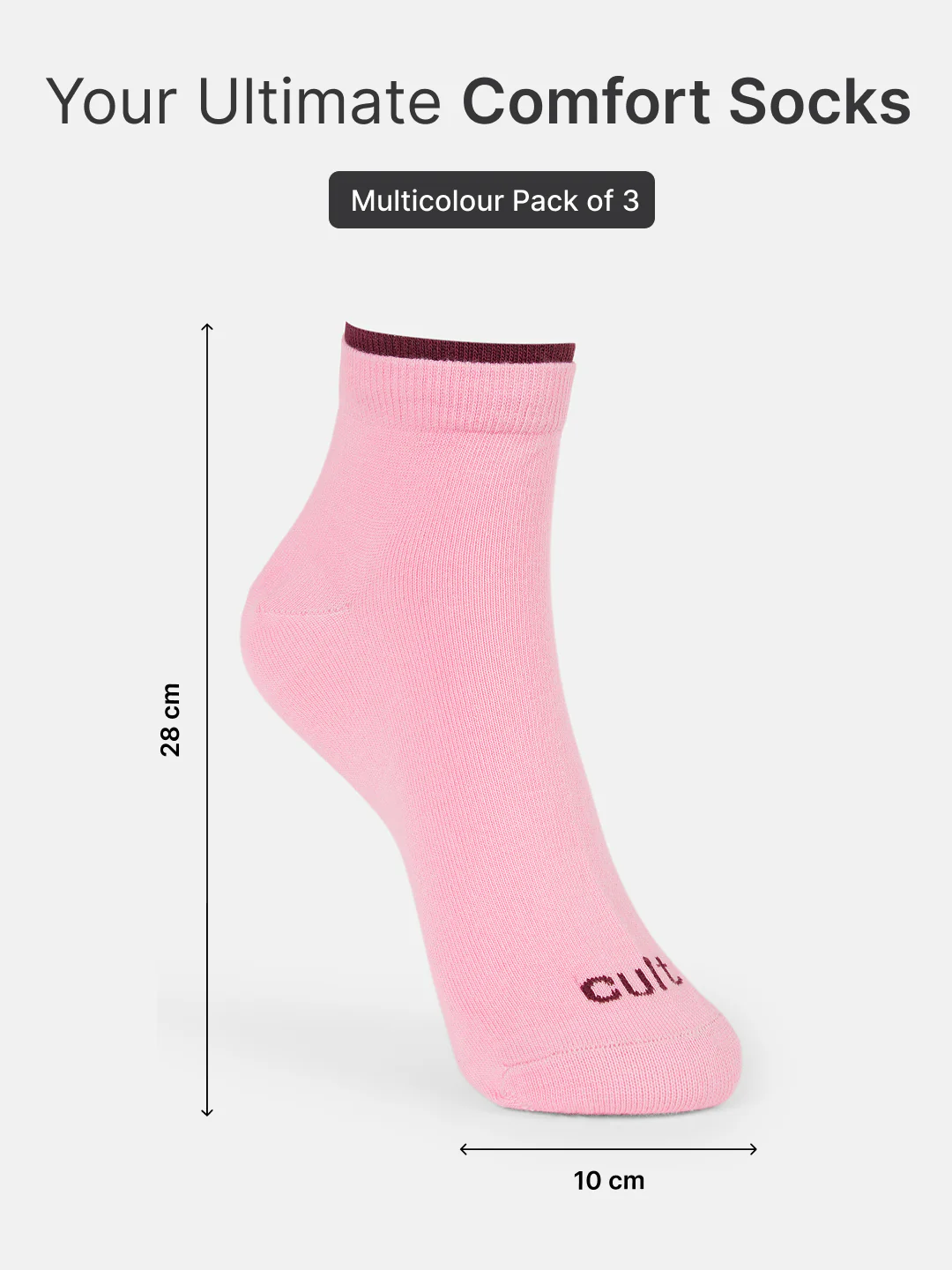 Casual Ankle Length Solid Pack of 3 Smoky Blush,Lime & Pink Socks Women - Image 6