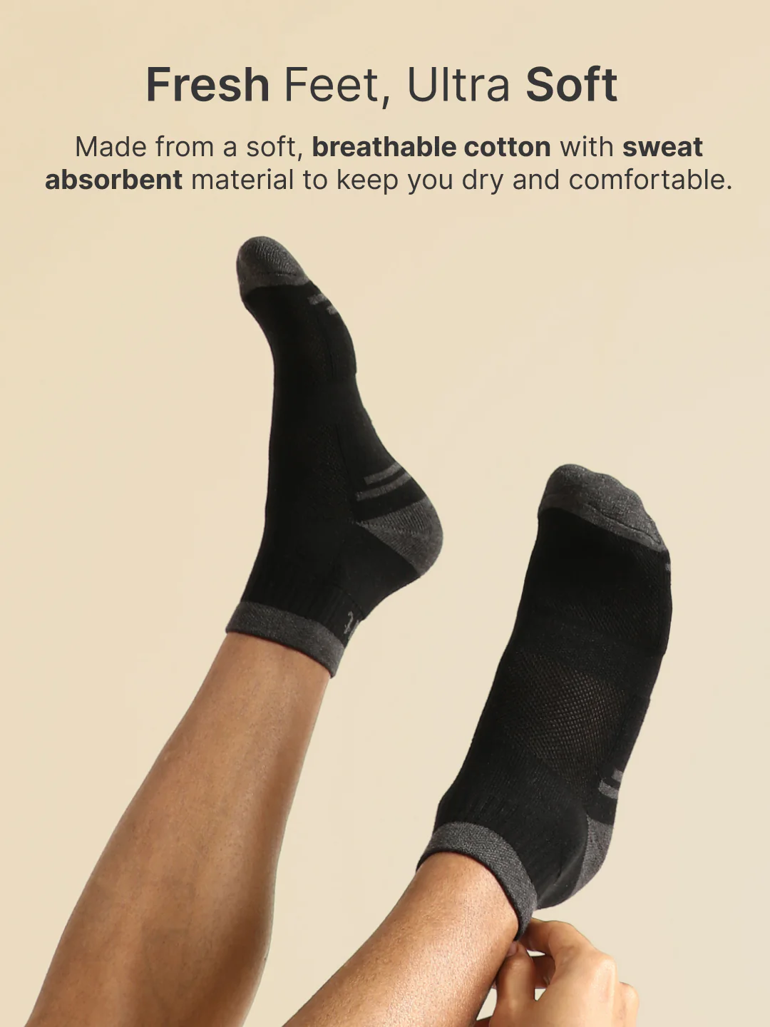 Sports Ankle Length Pack of 3 Colorblocked Anthara,Black & Grey Men's Cotton Socks - Image 4