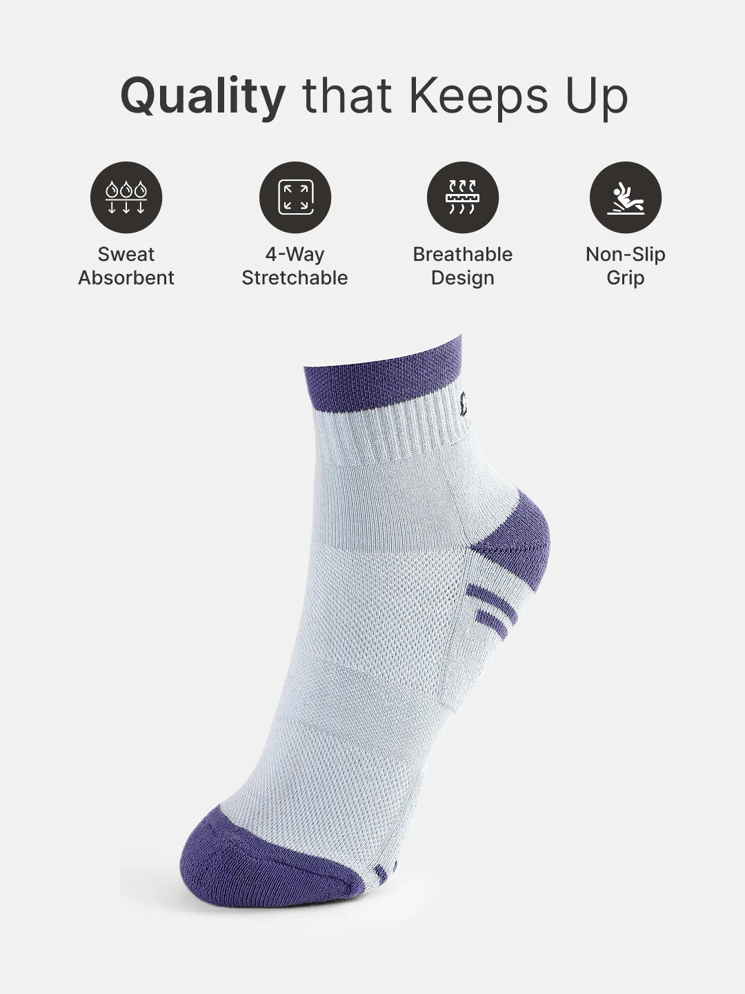 Sports Ankle Length Pack of 3 Powder Blue,Navy & Blue Terry Colourblocked Women's Socks - Image 3