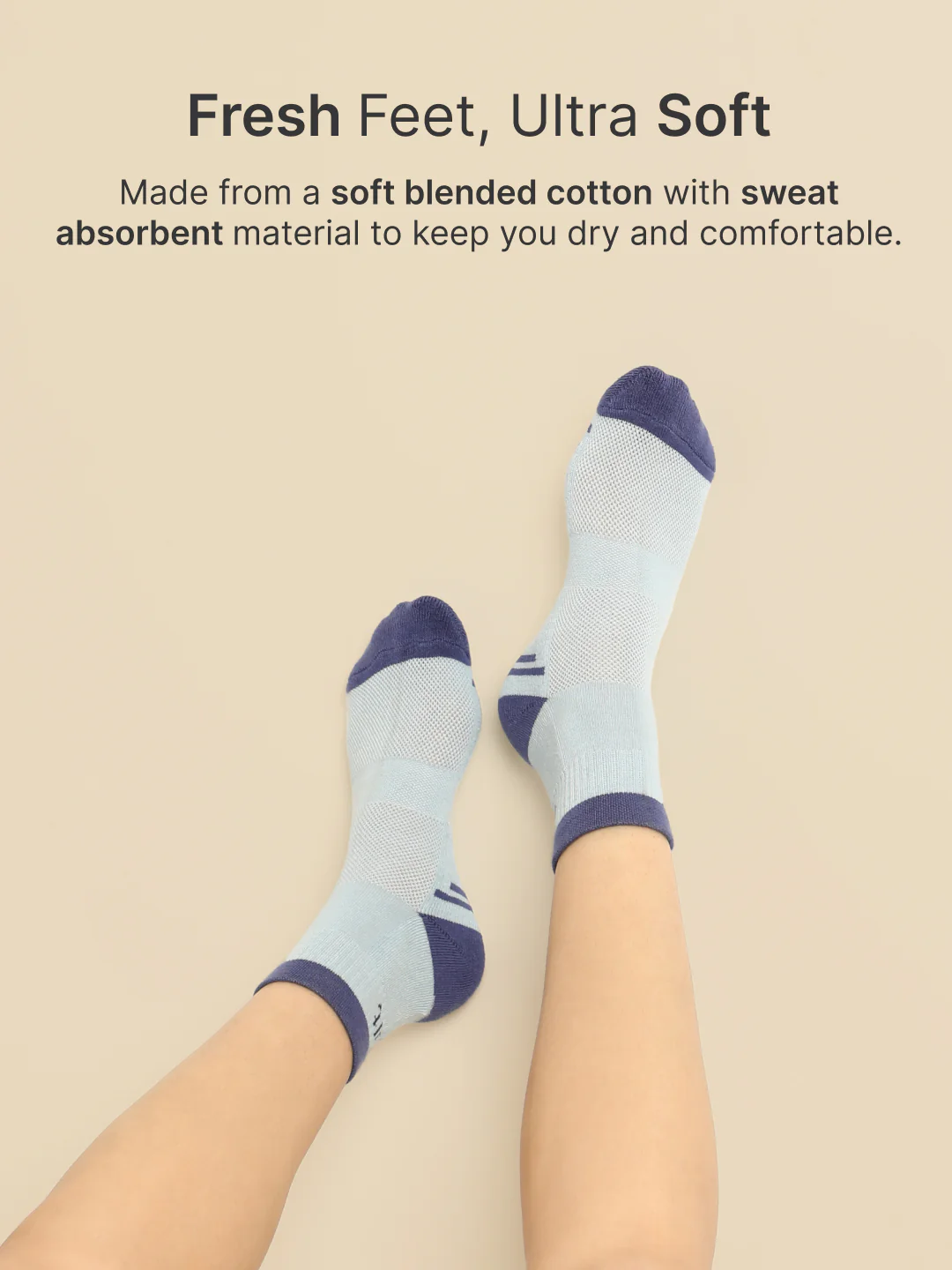 Sports Ankle Length Pack of 3 Powder Blue,Navy & Blue Terry Colourblocked Women's Socks - Image 4