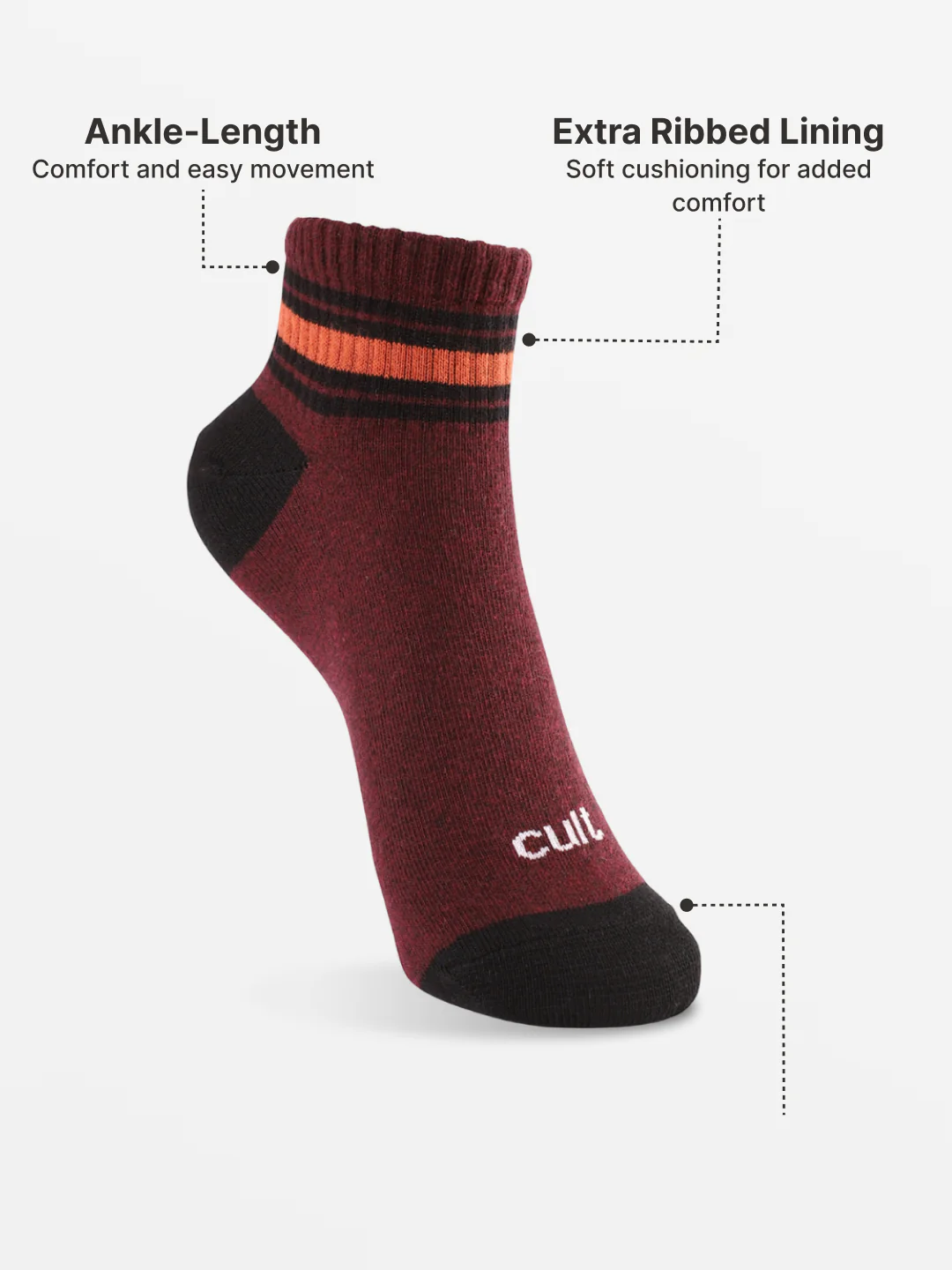 Sports Ankle Length Pack of 3 Olive,Teal & Maroon Patterned Women's Socks - Image 5