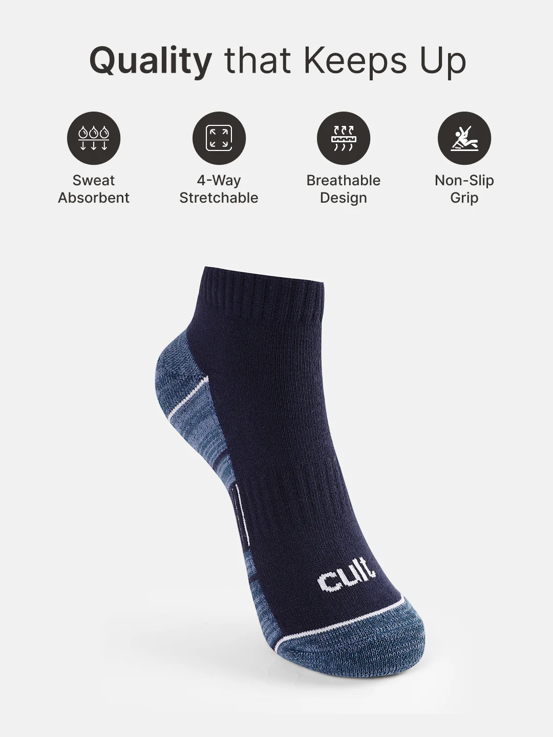Sports Ankle Length Pack of 3 Rust,Coral & Navy Patterned Women's Socks - Image 3