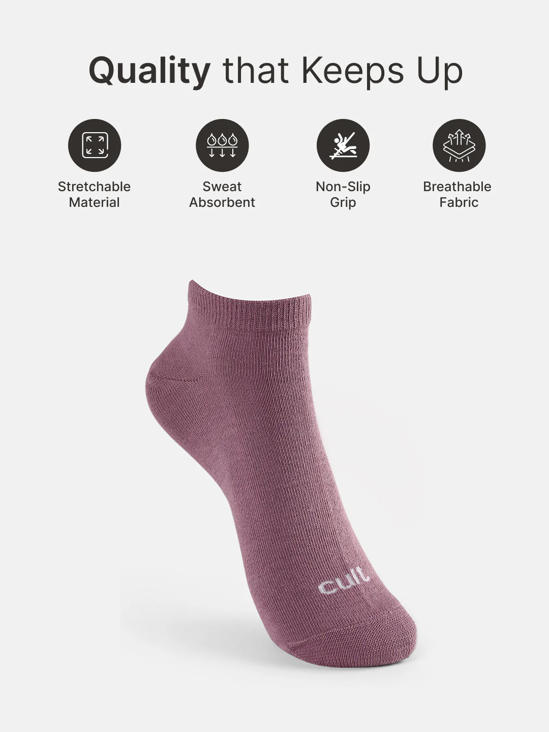Casual Ankle Length Pack of 5 Powder Blue,Berry Red,Rusty,Grey & Black Solid Women's Socks - Image 3