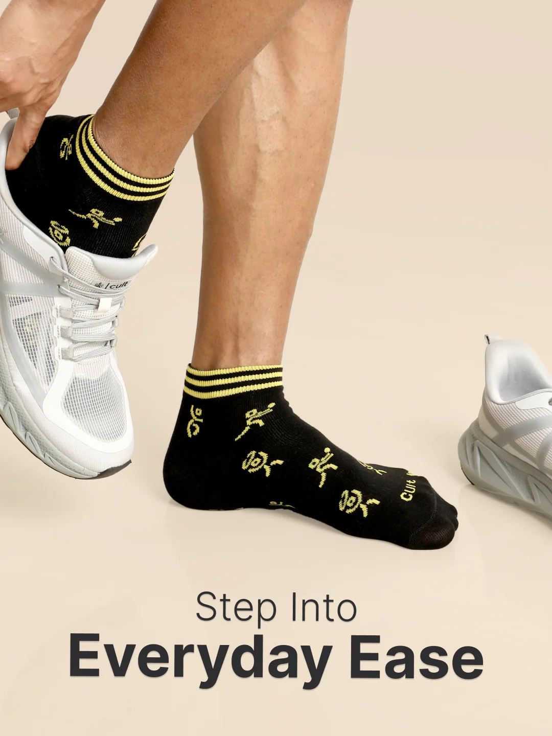 Casual Ankle Length Pack of 3 Black Patterned Men's Cotton Socks - Image 2