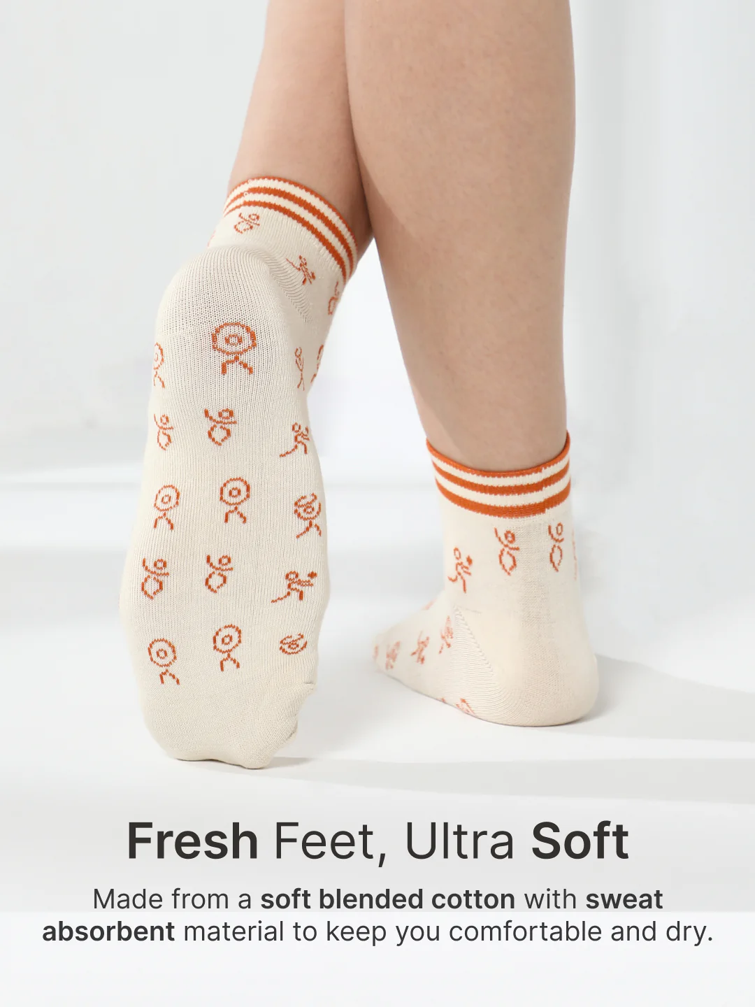 Casual Ankle Length Pack of 3 Mustard,Off White & Rust Patterned Women's Socks - Image 4