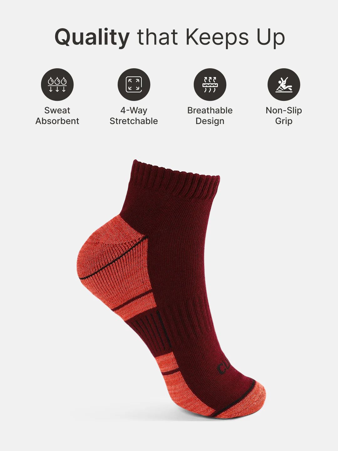 Sports Ankle Length Pack of 3 Maroon,Olive & Blue Men's Cotton Socks - Image 3