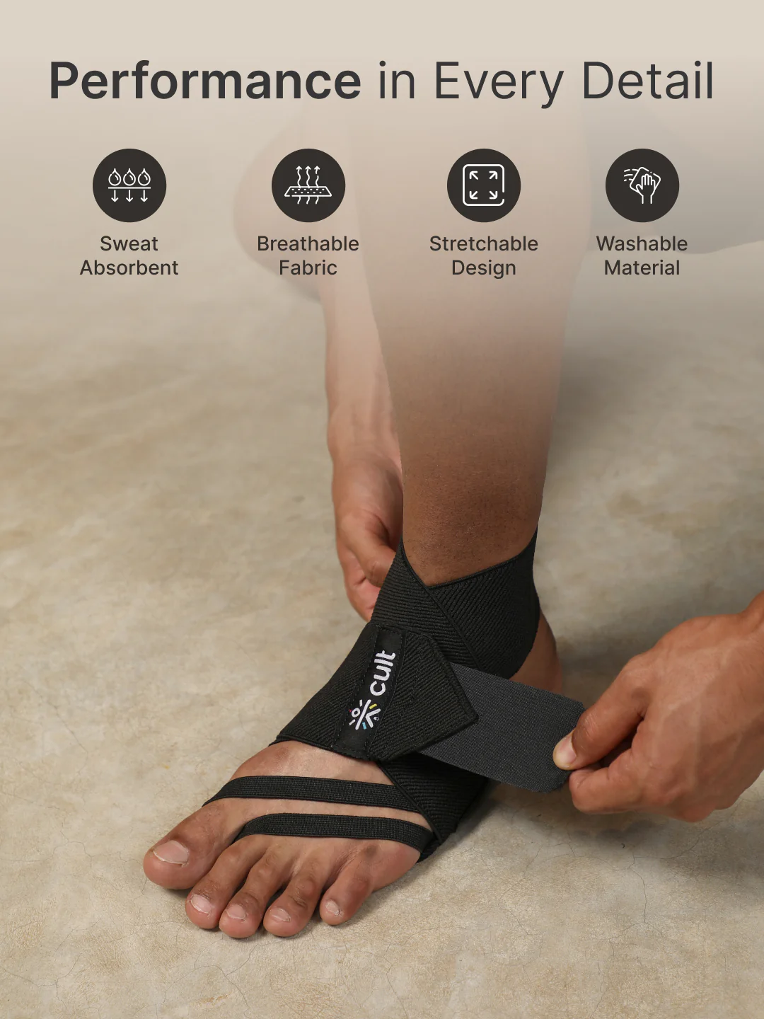 cult Ankle Support Wrap Unisex Black - Image 3