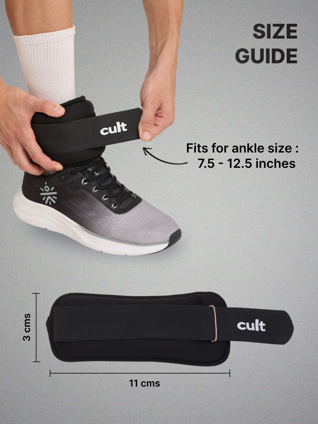 cult Ankle Weight Bands Black For Gym and Training Resistance Bands for Men & Women Pair of 2 (2 kg each) - Image 4