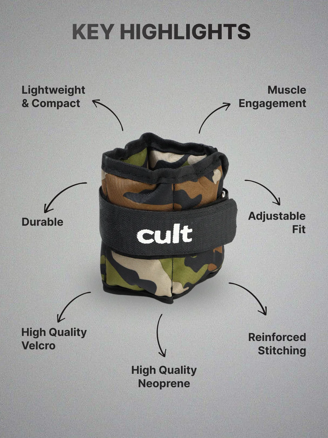 1kg x 2 Ankle & Wrist Bands Camouflage for Men & Women - Image 3