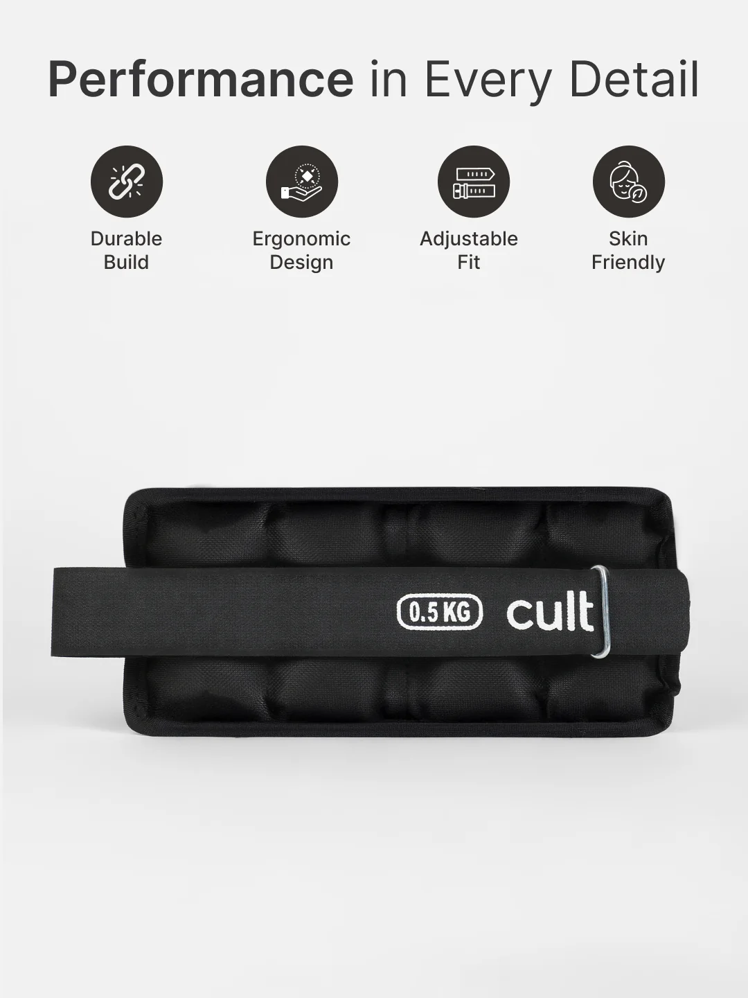 cult Ankle Weight Black Pair of 2 (0.5 kg each) - Image 3