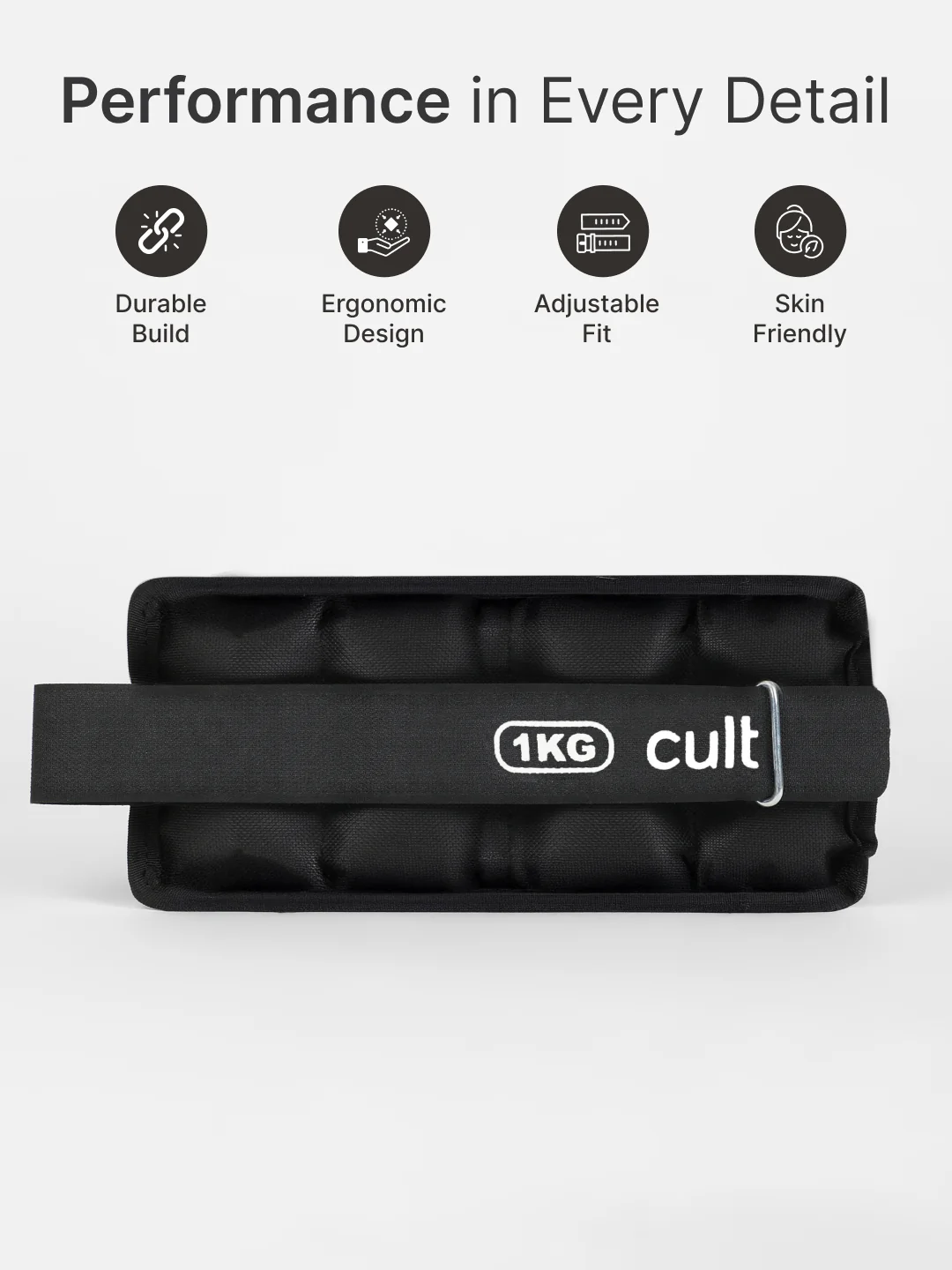 cult Ankle Weight Black Pair of 2 (1 kg each) - Image 3
