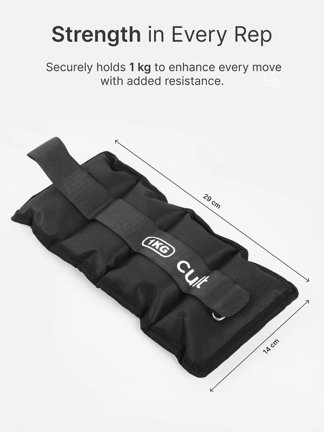 cult Ankle Weight Black Pair of 2 (1 kg each) - Image 6
