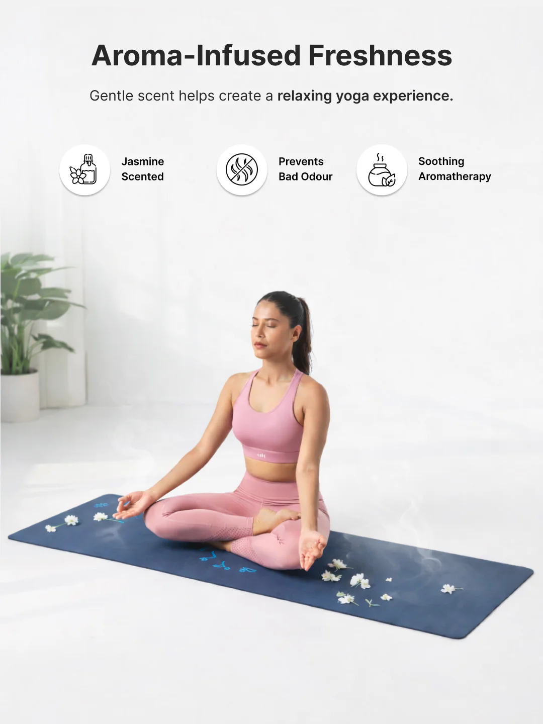 cult Aroma Infused TPE Yoga Mat 6 mm Anti Skid Non Slip Exercise Mat with Carry Bag for Yoga Workout Gym Blue - Image 3