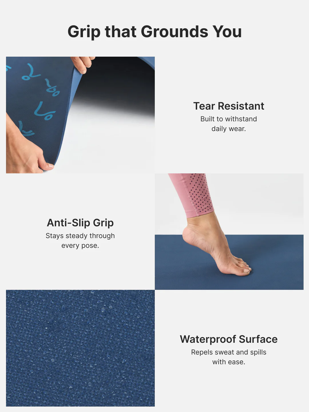 cult Aroma Infused TPE Yoga Mat 6 mm Anti Skid Non Slip Exercise Mat with Carry Bag for Yoga Workout Gym Blue - Image 5