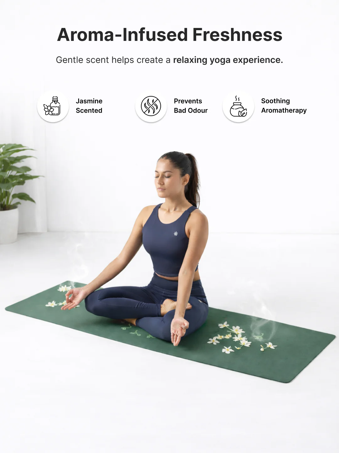 cult Aroma Infused TPE Yoga Mat 6 mm Anti Skid Non Slip Exercise Mat with Carry Bag for Yoga Workout Gym Green - Image 3