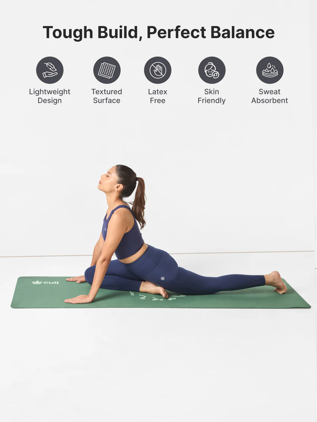 cult Aroma Infused TPE Yoga Mat 6 mm Anti Skid Non Slip Exercise Mat with Carry Bag for Yoga Workout Gym Green - Image 4