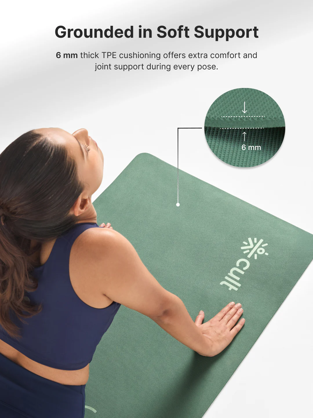 cult Aroma Infused TPE Yoga Mat 6 mm Anti Skid Non Slip Exercise Mat with Carry Bag for Yoga Workout Gym Green - Image 7