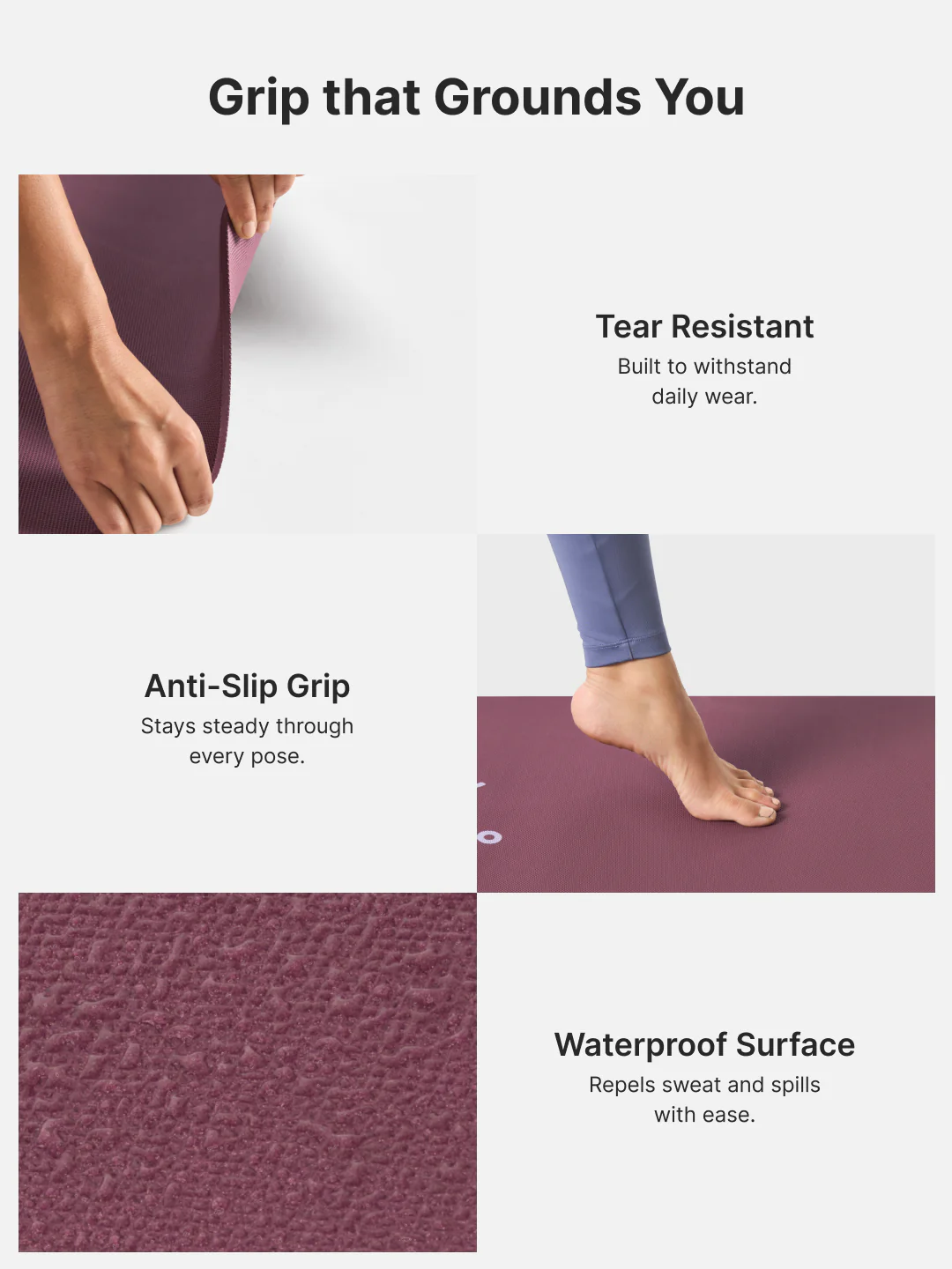 cult Aroma Infused TPE Yoga Mat 6 mm Anti Skid Non Slip Exercise Mat with Carry Bag for Yoga Workout Gym Wine - Image 5
