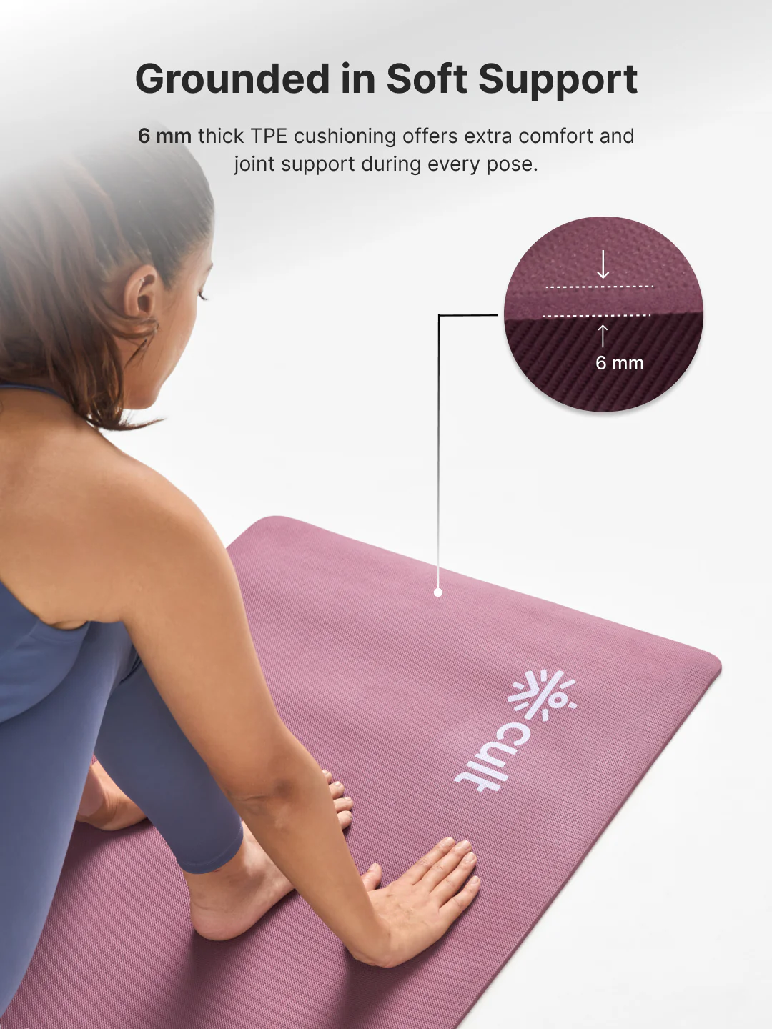cult Aroma Infused TPE Yoga Mat 6 mm Anti Skid Non Slip Exercise Mat with Carry Bag for Yoga Workout Gym Wine - Image 7