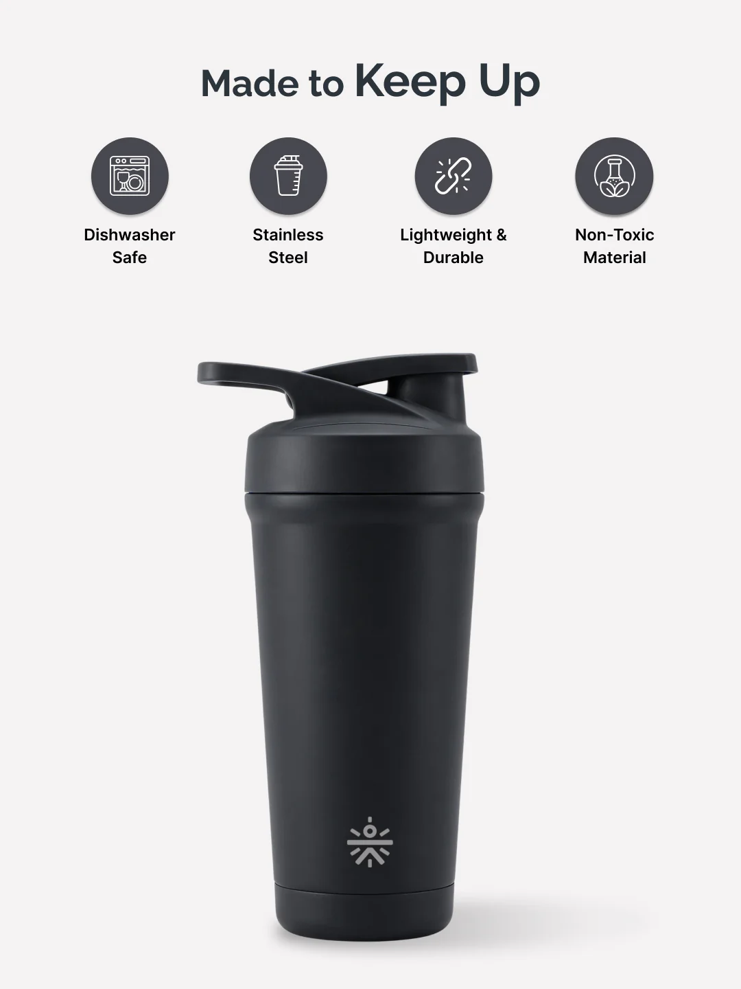 Cult Black Steel Shaker Bottle 700 ml with Bottom Opener – Leakproof & Built for Performance - Image 3