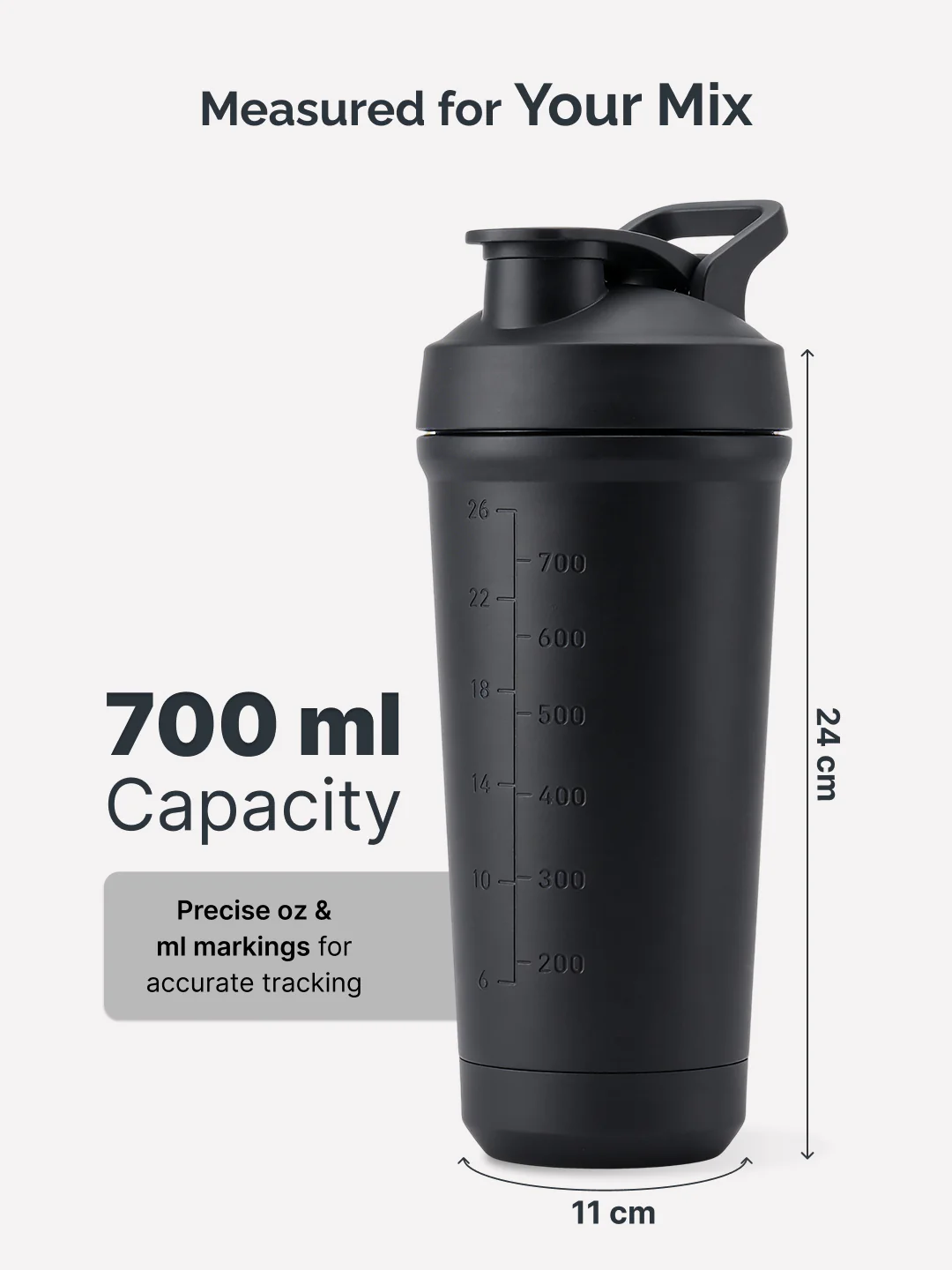 Cult Black Steel Shaker Bottle 700 ml with Bottom Opener – Leakproof & Built for Performance - Image 6