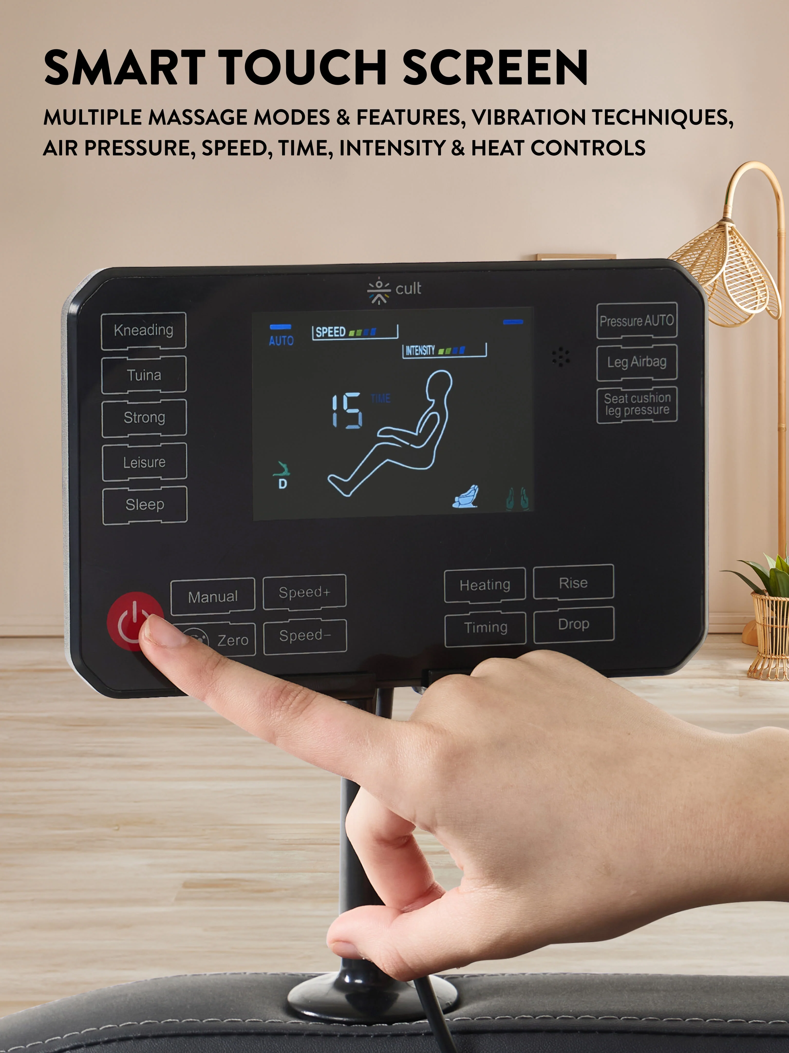 Cult BlissBlack Massage Chair with Fixed Point Massage Technique and Bluetooth AI Voice Function for Full Body Massage At Home - Image 6