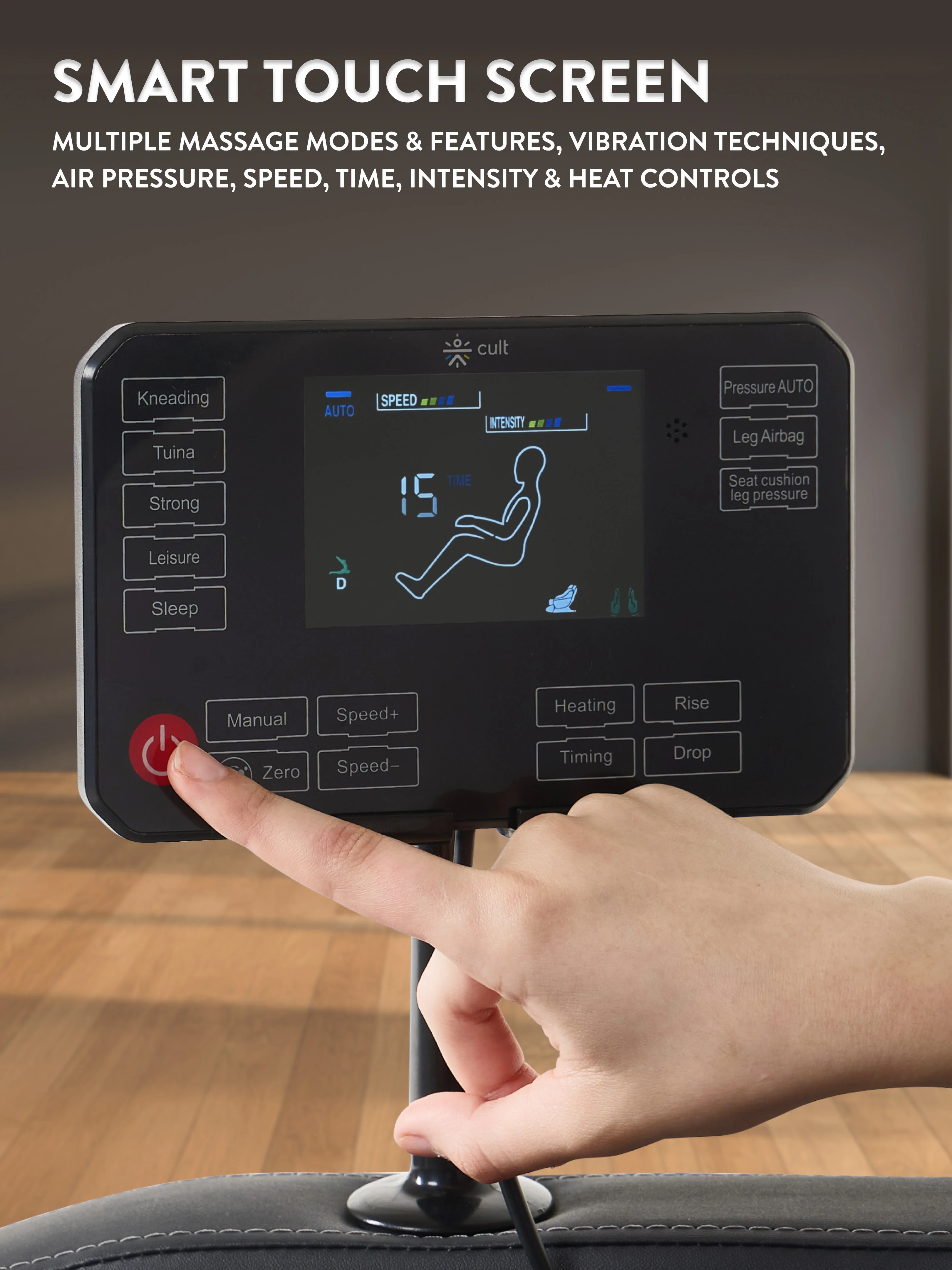 cult BlissGrey Massage Chair with Fixed Point Massage Technique and Bluetooth AI Voice Function for Full Body Massage At Home - Image 5