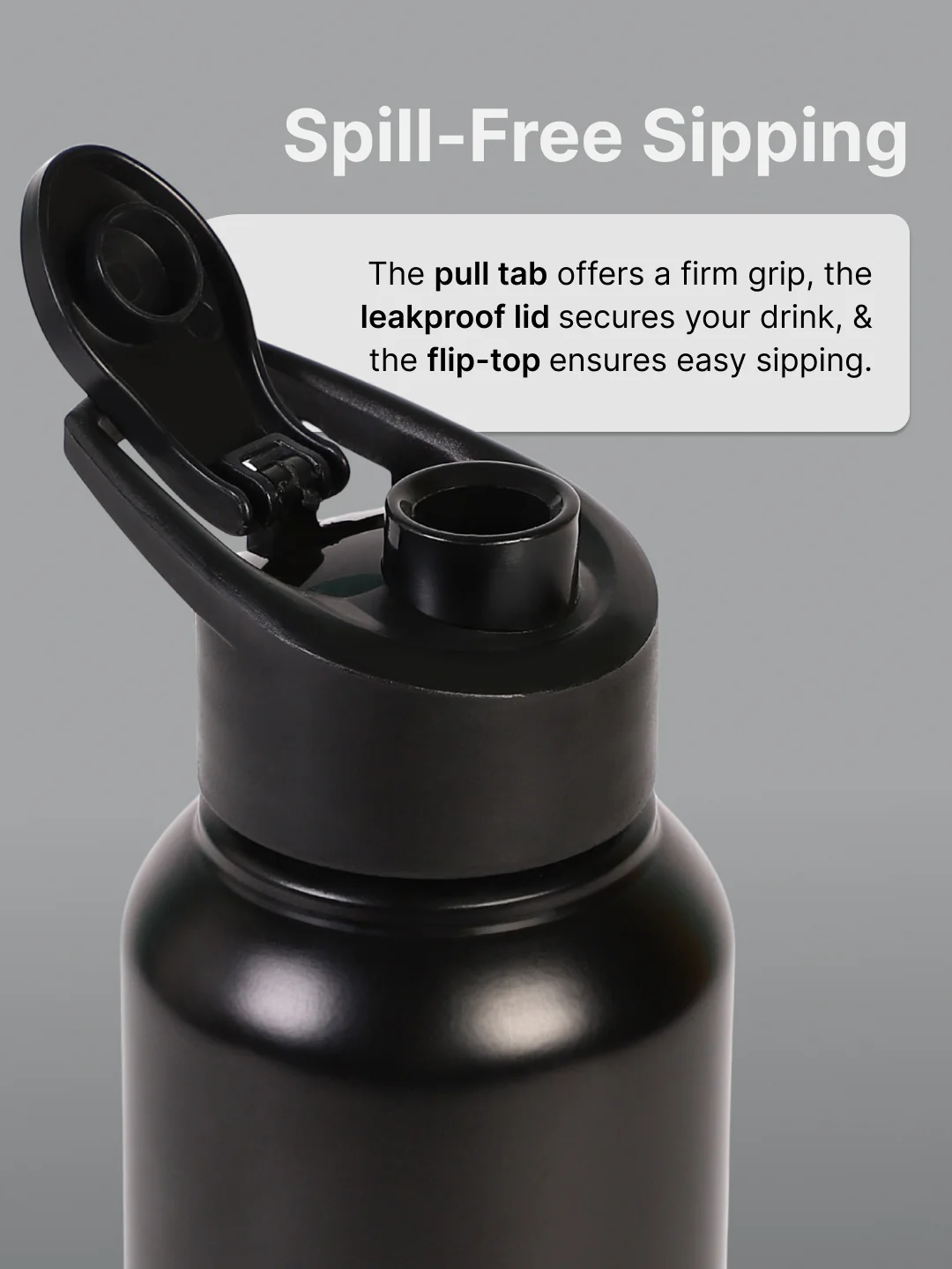 cult Steel Bottle 1Ltr With Sports Cap Black - Image 5