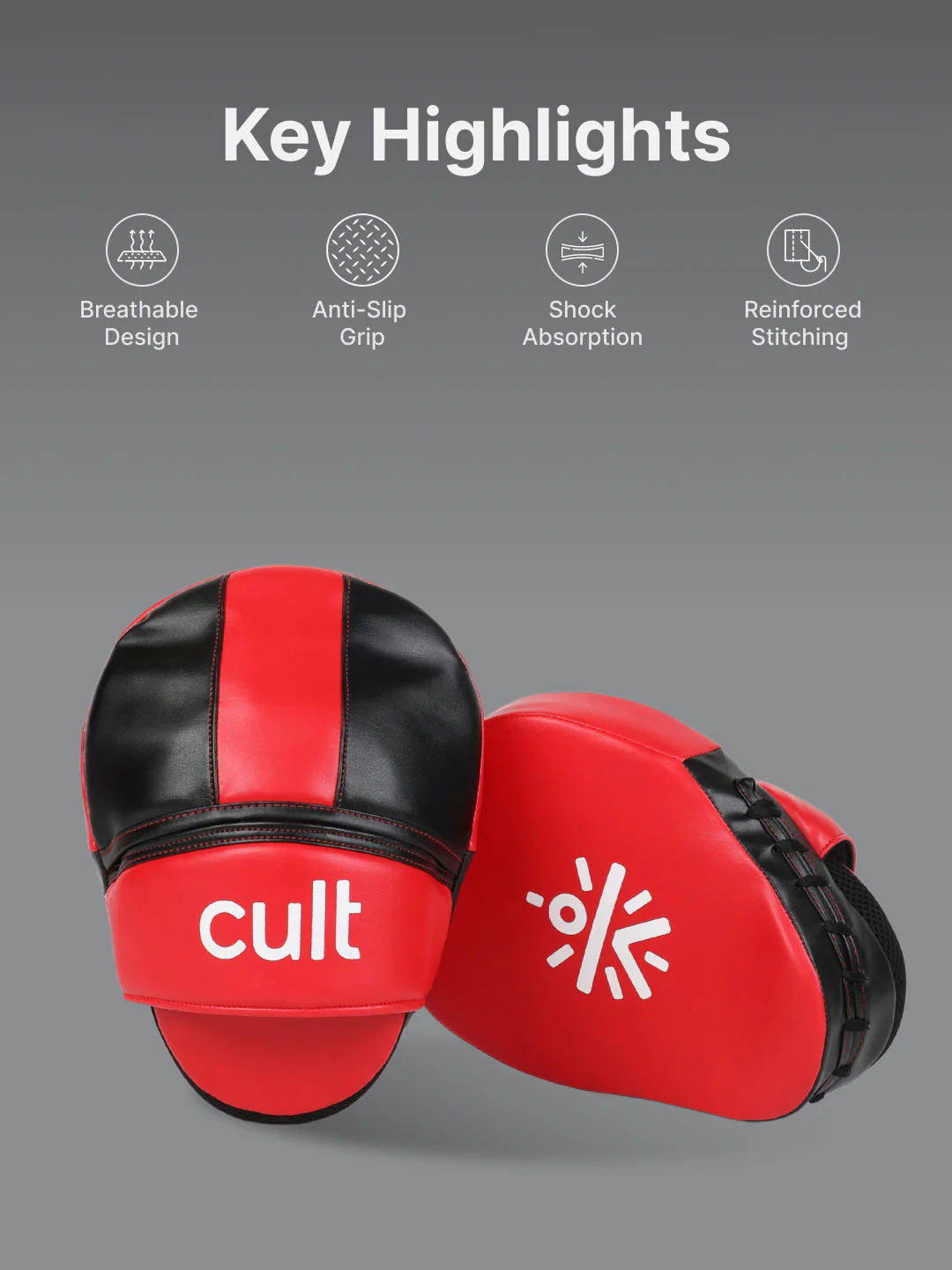cult Boxing Focus Pad Unisex Black Red - Image 3