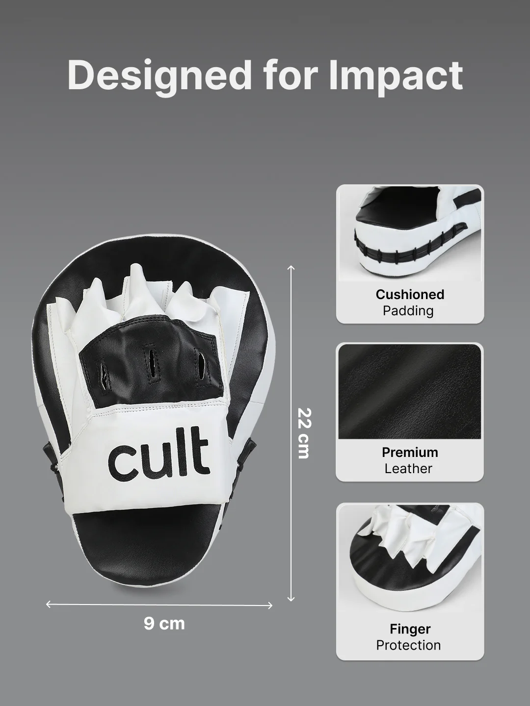 cult Boxing Focus Pad Unisex Black White - Image 4