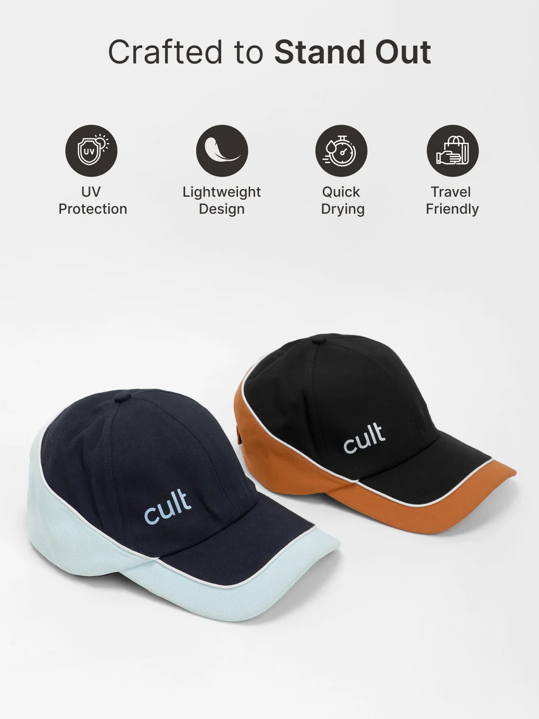 cult Colour Block Cap Black and Orange- Unisex Adjustable Cap for Men & Women - Image 3
